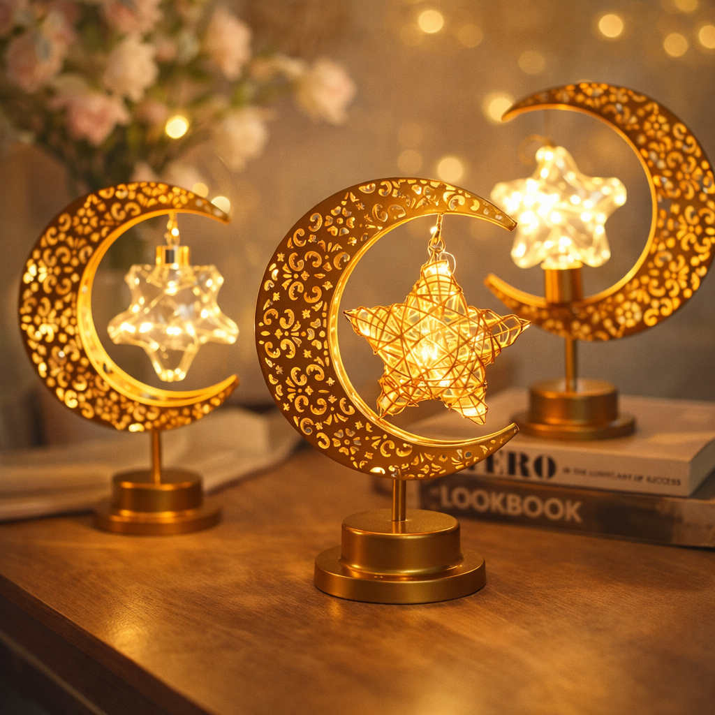 Lampe LED Étoile Lune - Le cadeau d'Eid